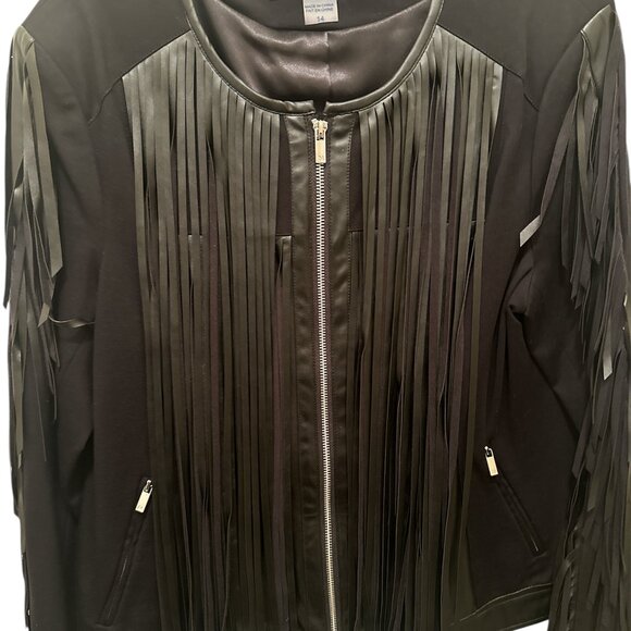 Black Fringe Moto Jacket - Size - Picture 7 of 11